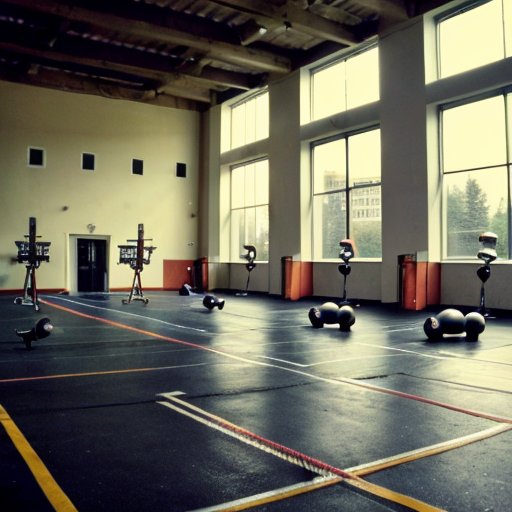 Яркий тренажерный зал с разнообразными цветными скакалками на стене и активной тренировкой на деревянном полу.