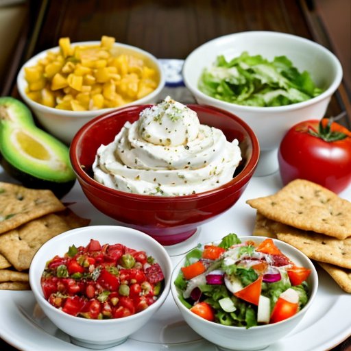 Здоровая еда на красиво оформленном столе с сметаной.