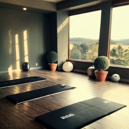 Спокойное фитнес-пространство с мягкими матами, мягким освещением и успокаивающим декором.