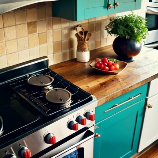 Светлая кухня с организованными здоровыми продуктами и спортивным инвентарем.