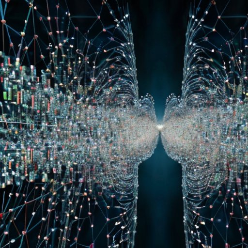 Цифровой ландшафт с узлами и линиями, символизирующий сеть обмена файлами по протоколу BitTorrent.