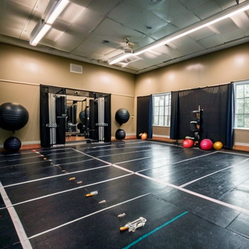 Спокойная студия для тренировок с музыкальными инструментами и танцевальным полом.