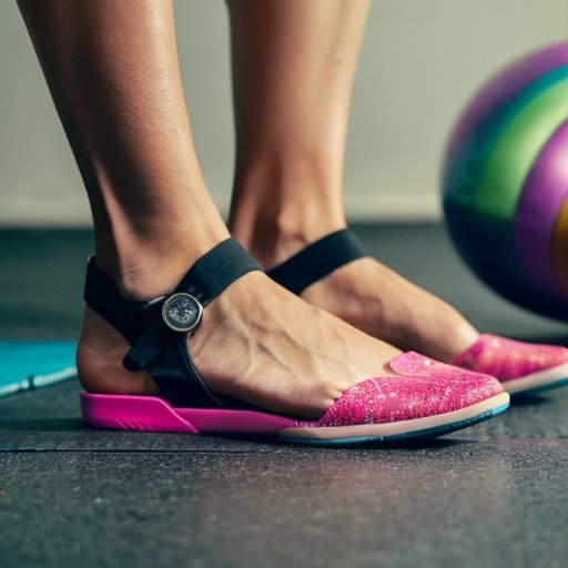 Современные ankle weights на спортивном полу с резиновыми лентами и бутылкой воды.