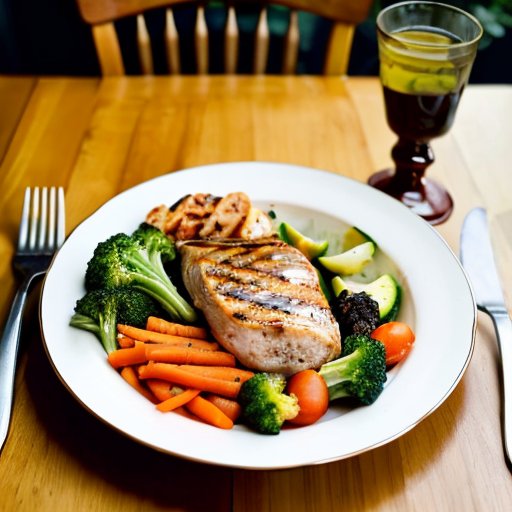 Здоровый ужин: куриная грудка, овощи, киноа и травяной чай.