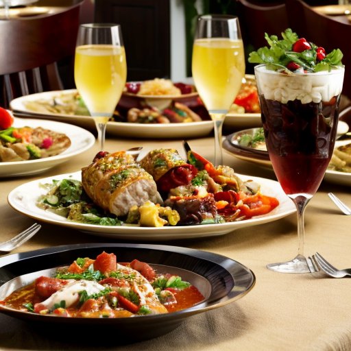 Уютный праздничный стол с традиционными блюдами разных культур.