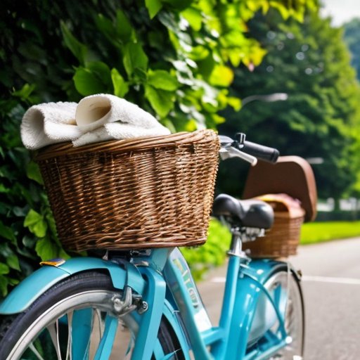 Велосипед на живописной тропе, рядом бутылка воды и полотенце, символизирующие активный образ жизни.