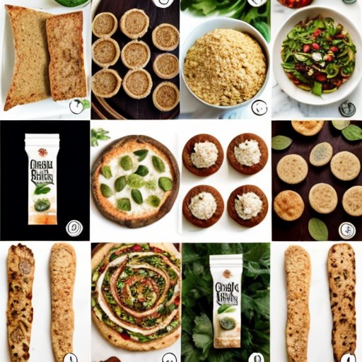 Яркое и красочное изображение здоровых альтернатив хлебу с листьями салата, спирализованными овощами и различными видами хлеба.