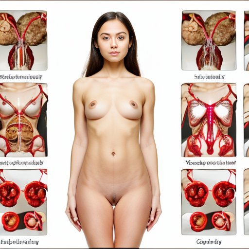 Инфографика о женской анатомии и физиологии с акцентом на область живота.