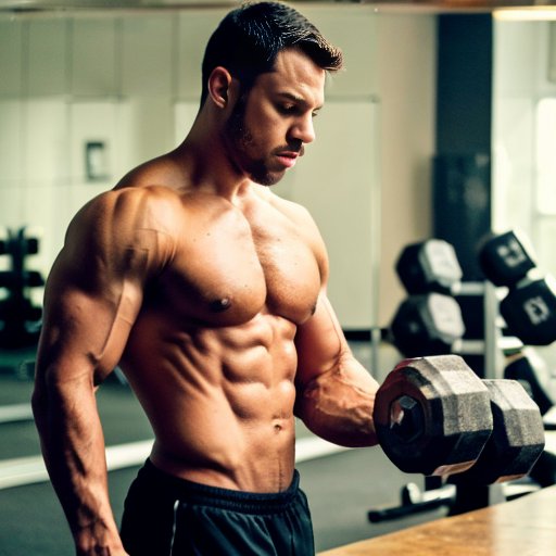 Организованное фитнес-пространство с деревянным столом, журналом тренировок, полезной пищей, гантелями и бутылкой воды.