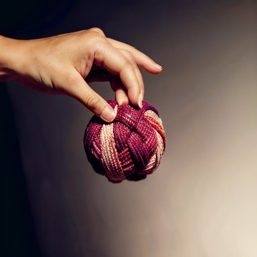 Две руки крепко держат запутанный клубок ниток с культурными символами на фоне градиента.